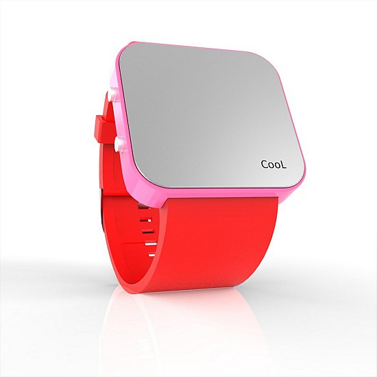 Cool Watch Saat - Pembe Led Kasa - Kırmızı Kayış Unisex, Saat, Tasarım Saat, Farklı Saat