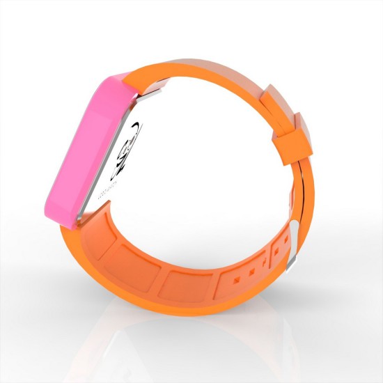 Cool Watch Saat - Pembe Led Kasa - Turuncu Kayış Unisex, Saat, Tasarım Saat, Farklı Saat