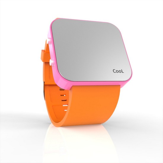 Cool Watch Saat - Pembe Led Kasa - Turuncu Kayış Unisex, Saat, Tasarım Saat, Farklı Saat