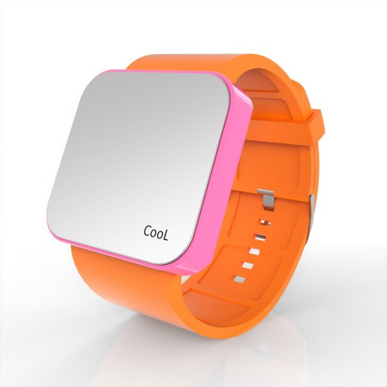 Cool Watch Saat - Pembe Led Kasa - Turuncu Kayış Unisex, Saat, Tasarım Saat, Farklı Saat